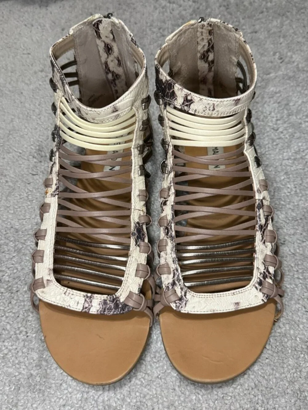 Steve Madden Dreea Gladiator Sandals Snake Print Zipper Size 9B